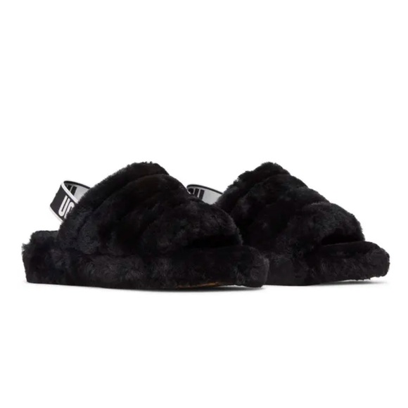 Ugg Fluff Yeah Slide 'Black' in size 7 - Picture 2 of 5